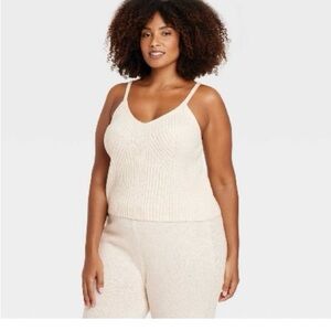 Auden Plus Size Cream Knit Sweater Tank Top